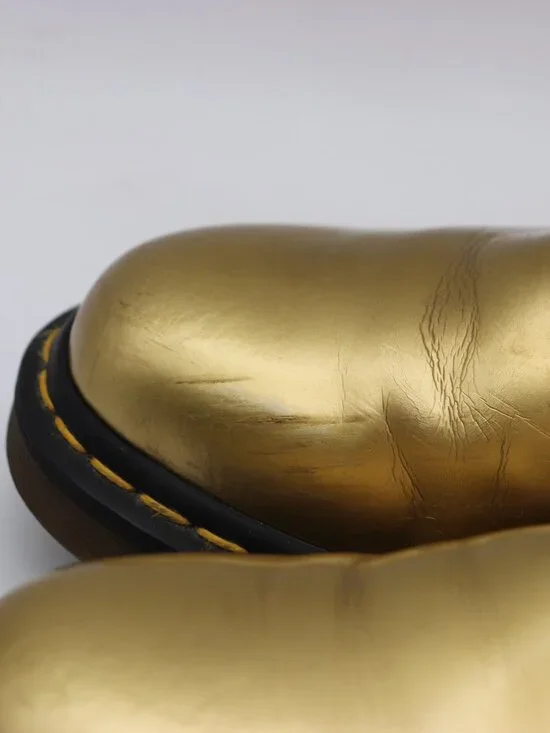 Doc Dr. Martens Pascal Combat Boots Women's Size 9 Metallic Gold Leather - Picture 12 of 12